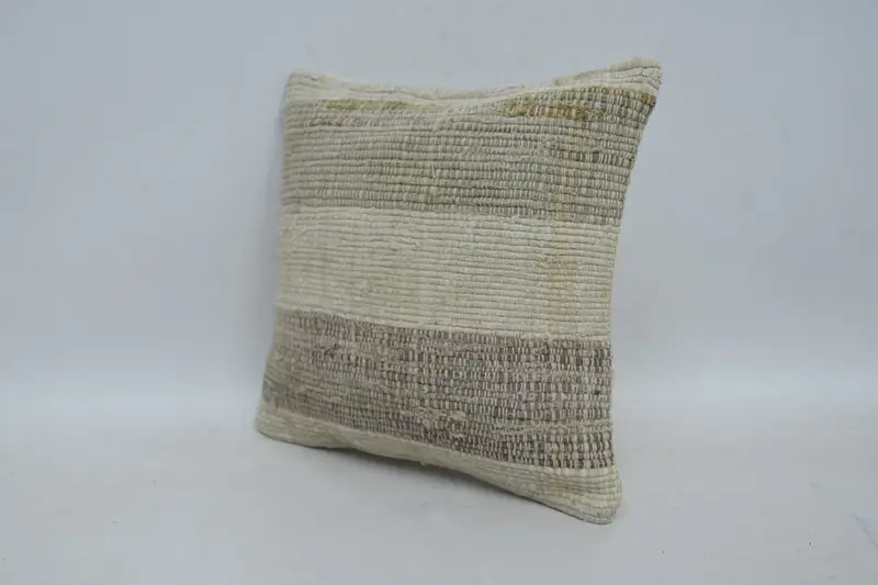 Vintage Kilim Pillow, Gift Pillow, Throw Kilim Pillow, Aesthetic Cushion Cover, Tribal Pillow Sham, 12x12 Beige Pillow, Pillow Cover - 4