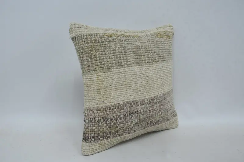 Vintage Kilim Pillow, Gift Pillow, Throw Kilim Pillow, Aesthetic Cushion Cover, Tribal Pillow Sham, 12x12 Beige Pillow, Pillow Cover - 3