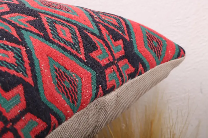 Designer Throw Pillow Case, 16x16 Red Cushion Case, Pet Pillow, Turkish Pillow, Pillow, Vintage Kilim Pillow, Kilim Cushion Sham - 6