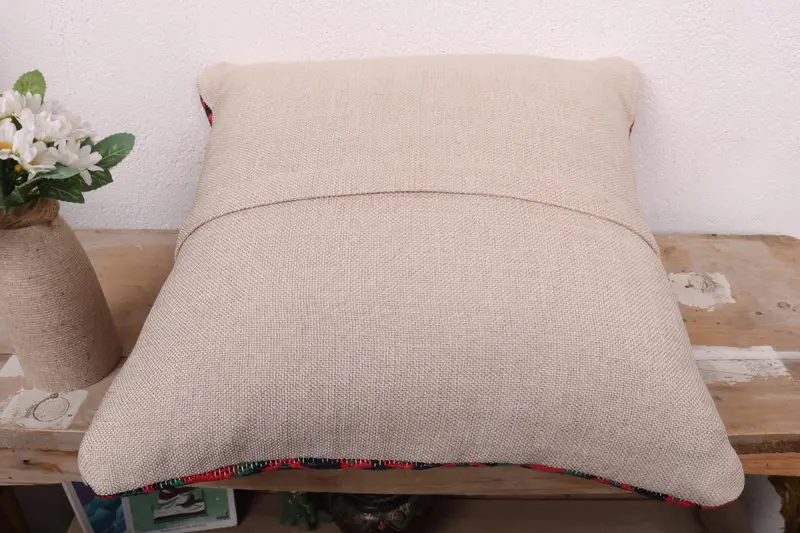 Designer Throw Pillow Case, 16x16 Red Cushion Case, Pet Pillow, Turkish Pillow, Pillow, Vintage Kilim Pillow, Kilim Cushion Sham - 7