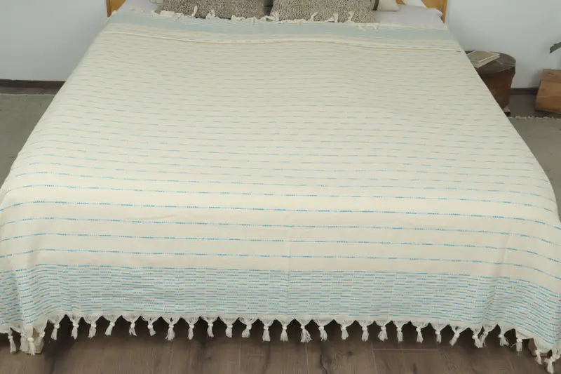 Turkish Bedcover, Throw Blanket Couch, Housewarming Gift, 98x92 Cotton Striped Design Towel, Bachelorette Gifts, Halloween Blanket, Bridesmaid Gift - 8