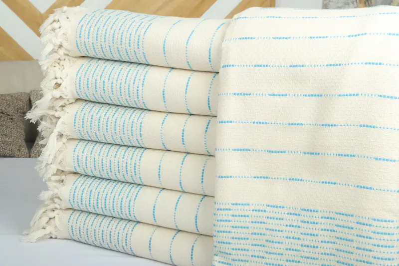 Turkish Bedcover, Throw Blanket Couch, Housewarming Gift, 98x92 Cotton Striped Design Towel, Bachelorette Gifts, Halloween Blanket, Bridesmaid Gift - 2