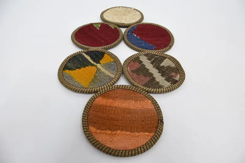 Turuncu ve Kırmızı Çizgili Bardak Altlığı, Dayanıklı ve Şık İçecek Altlığı