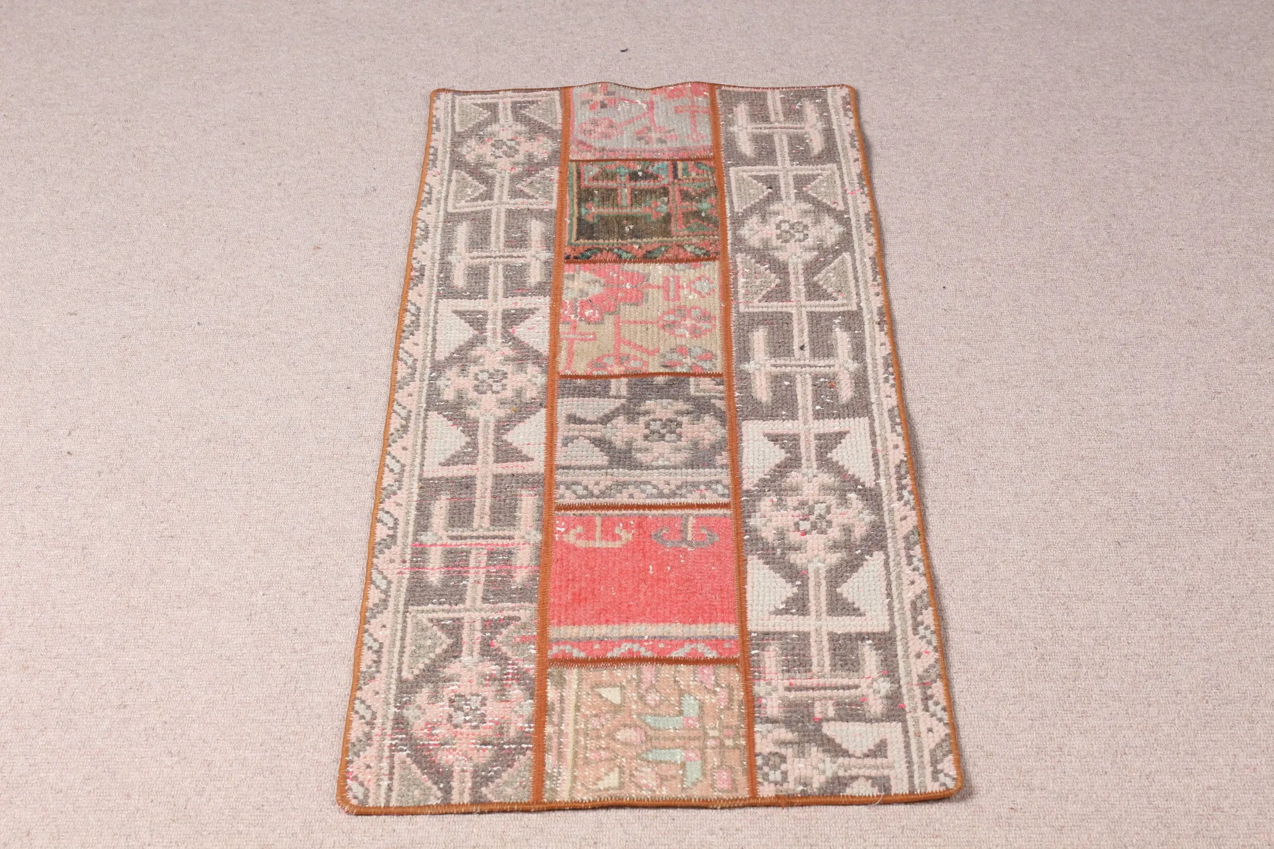 Vintage 1.7x3.9 ft Rug, Turkish Small Rug, Gray Solid Rug - 1