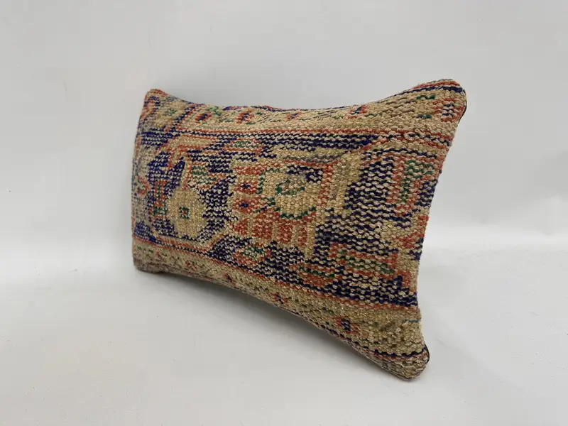 Living Room Throw Pillow Sham, Ethnical Kilim Rug Pillow, Cushion Case, Kilim Pillow, 12x20 Blue Pillow Cover, Handmade Cushion, Kilim Cushion Sham - 4