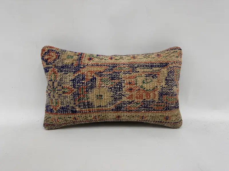 Living Room Throw Pillow Sham, Ethnical Kilim Rug Pillow, Cushion Case, Kilim Pillow, 12x20 Blue Pillow Cover, Handmade Cushion, Kilim Cushion Sham - 1