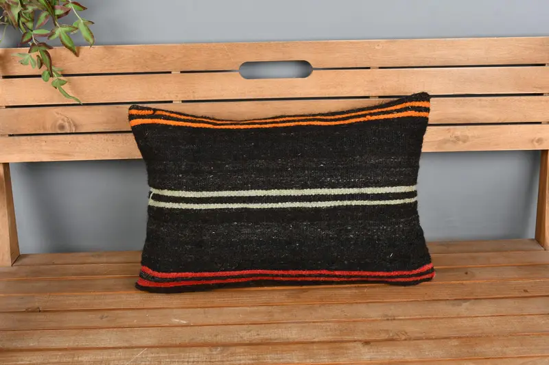Handwoven Pillow Cover Cushion Cover, Vintage Pillow, 16x24 Brown Cushion Case, Antique Pillows, Pillow Case, Handmade Kilim Cushion - 6