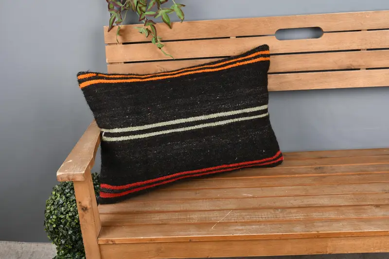 Handwoven Pillow Cover Cushion Cover, Vintage Pillow, 16x24 Brown Cushion Case, Antique Pillows, Pillow Case, Handmade Kilim Cushion - 1