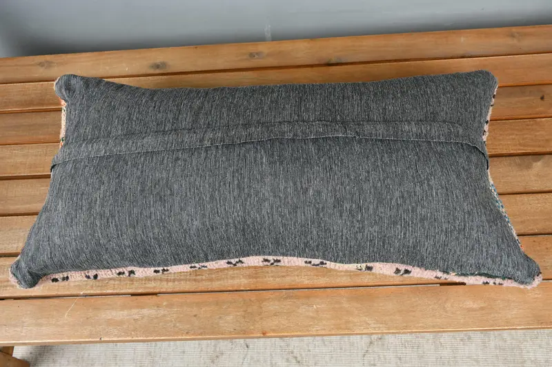 Ottoman Pillow, Kilim Cushion Sham, 12x24 Blue Pillow Cover, Vintage Pillow, Ethnic Pillow Cover, Cushion Case, Couch Pillow Sham, Antique Pillows - 5