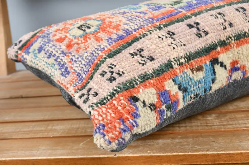 Ottoman Pillow, Kilim Cushion Sham, 12x24 Blue Pillow Cover, Vintage Pillow, Ethnic Pillow Cover, Cushion Case, Couch Pillow Sham, Antique Pillows - 4