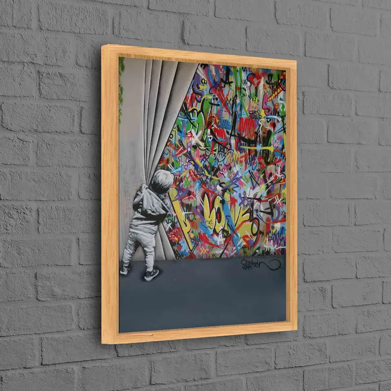 Lienzo vibrante de Banksy: Graffiti colorido Lámina artística