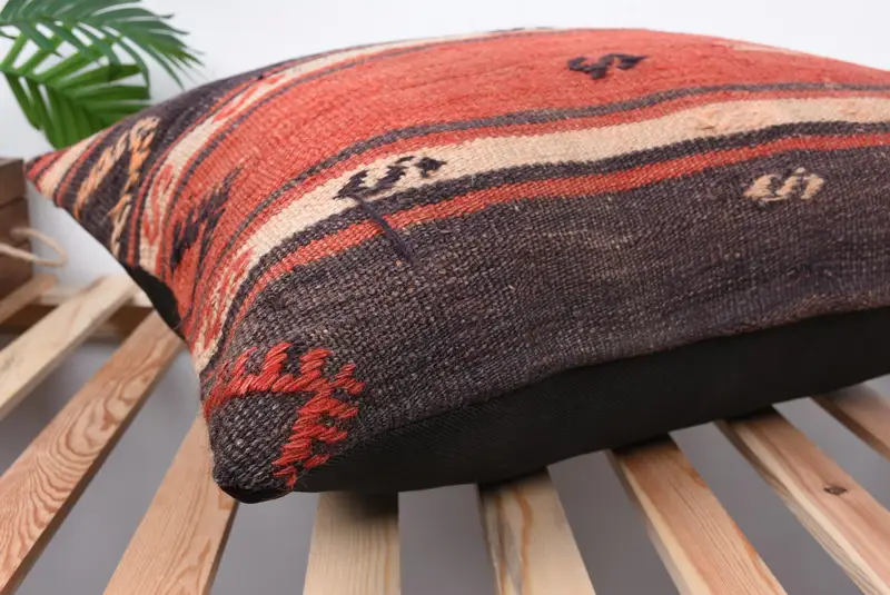 Pillow for Couch, Home Decor Pillow, Cushion Cover, Vintage Kilim Pillow, 20x28 Brown Pillow Sham, Cozy Throw Pillow, Outdoor Throw Pillow Sham - 6