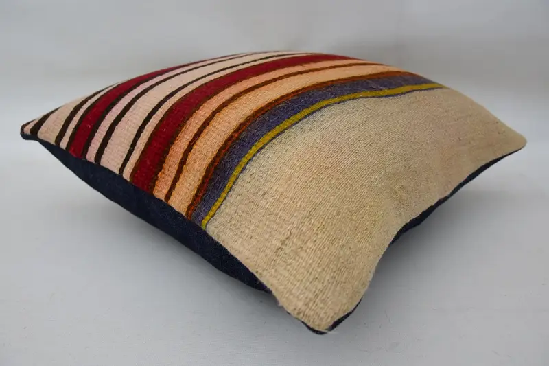 Handmade Kilim Cushion, Decorative Pillow Cover, Kilim Pillow, Kilim Pillow Cover, Cushion Cover, 18x18 Beige Pillow Cover - 6