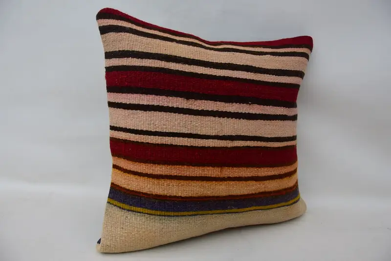Handmade Kilim Cushion, Decorative Pillow Cover, Kilim Pillow, Kilim Pillow Cover, Cushion Cover, 18x18 Beige Pillow Cover - 2
