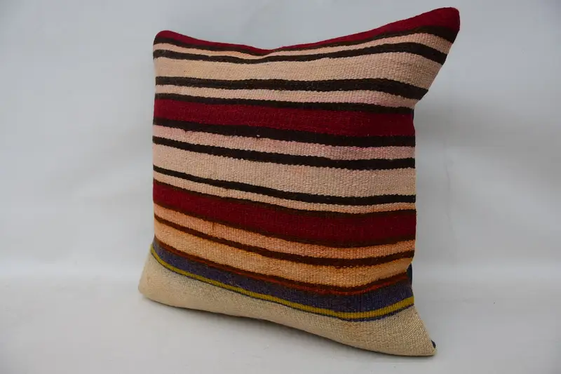 Handmade Kilim Cushion, Decorative Pillow Cover, Kilim Pillow, Kilim Pillow Cover, Cushion Cover, 18x18 Beige Pillow Cover - 3