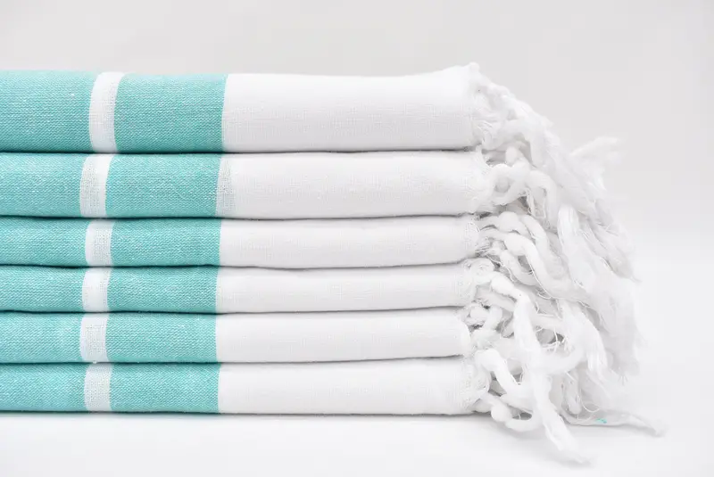 Personalized Green Striped Dish Towel, Organic Cotton, 40x20 Inches