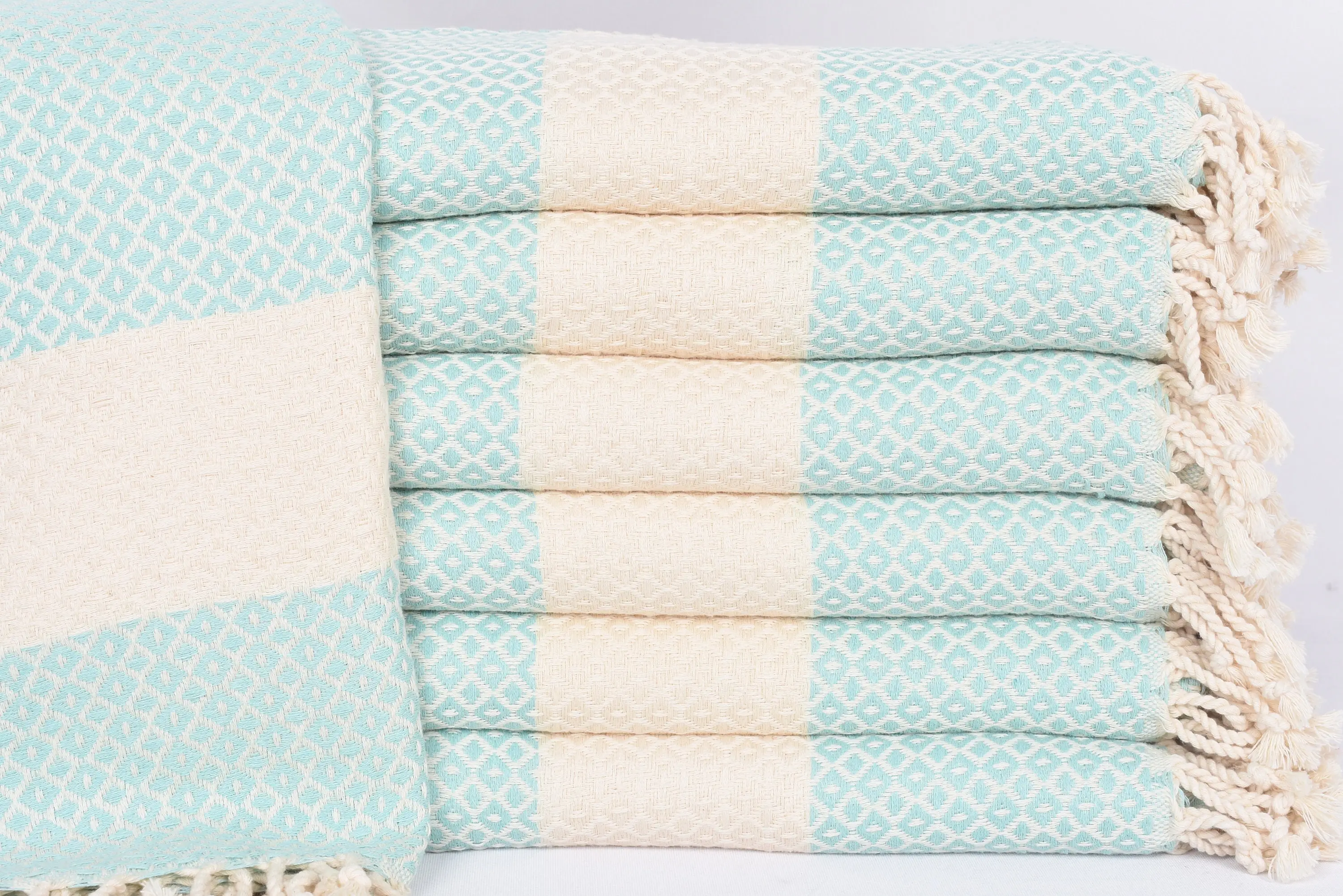 Peştemal Bachelorette Organik Pamuk Mint Geometrik Havlu, 70x40 İnç - 1