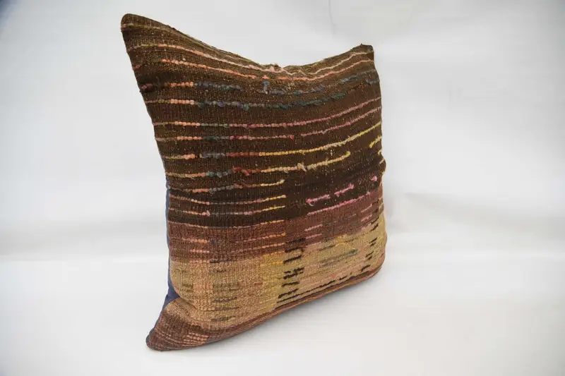 Boho Pillow Sham Cover, Kilim Pillow Cover, Boho Pillow, 32x32 Yellow Pillow, Handmade Rug Seat Cushion Cover, Pillow Case, Indoor Cushion Cover - 3