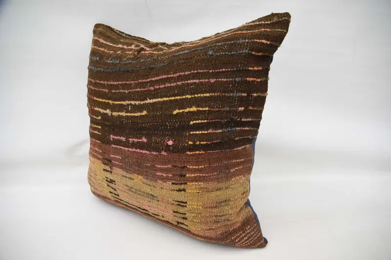 Boho Pillow Sham Cover, Kilim Pillow Cover, Boho Pillow, 32x32 Yellow Pillow, Handmade Rug Seat Cushion Cover, Pillow Case, Indoor Cushion Cover - 5