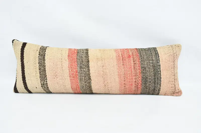 Accent Throw Pillow, 12x36 Beige Pillow, Pillow Cover, Pattern Throw Pillow Sham, Kilim Pillow Cover, Gift Pillow, Interior Designer Pillow - 1