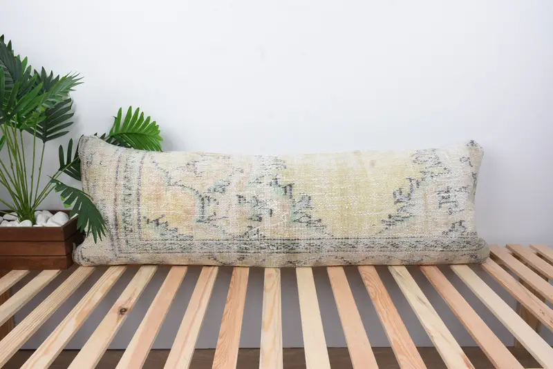 16x48 Green Pillow Case, Pillow for Sofa, Pet Pillow Cover, Farmhouse Cushion, Pillow Case, Ethnical Kilim Rug Pillow, Home Decor Pillow - 1