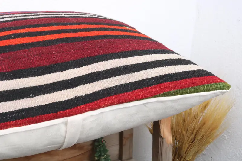 24x24 Red Pillow Case, Customized Pillow Sham, Boho Throw Cushion, Cushion Cover, Handmade Kilim Cushion, Kilim Pillow, Interior Designer Pillow - 6
