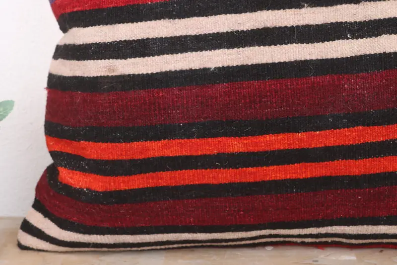 24x24 Red Pillow Case, Customized Pillow Sham, Boho Throw Cushion, Cushion Cover, Handmade Kilim Cushion, Kilim Pillow, Interior Designer Pillow - 3