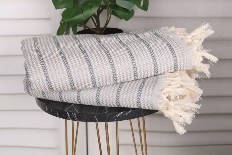Housewarming Gift, 70x40 Cotton Striped Towel, Peshtemal Towel, Grandma Gift, Custom Wedding Gift, Absorbent Turkish towel, Embroidery Towel - 3