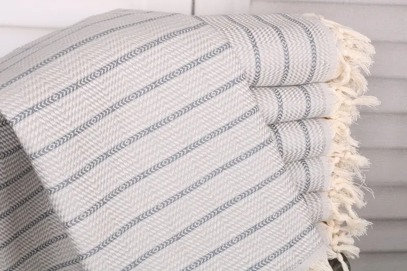 Housewarming Gift, 70x40 Cotton Striped Towel, Peshtemal Towel, Grandma Gift, Custom Wedding Gift, Absorbent Turkish towel, Embroidery Towel - 1