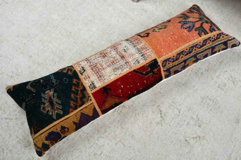 Pillow Case, 12x36 Orange Pillow Sham, Turkish Kilim Pillow, Turkish Pillow, Vintage Kilim Throw Pillow, Kilim Rug Pillow Sham - 8