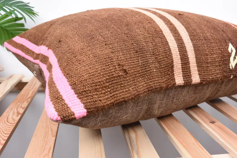 Authentic Pillow Case, Gift Pillow, Boho Pillow Sham Cover, Turkish Kilim Pillow, 20x28 Brown Pillow Cover, Cotton Cushion Cover, Cushion Cover - 6