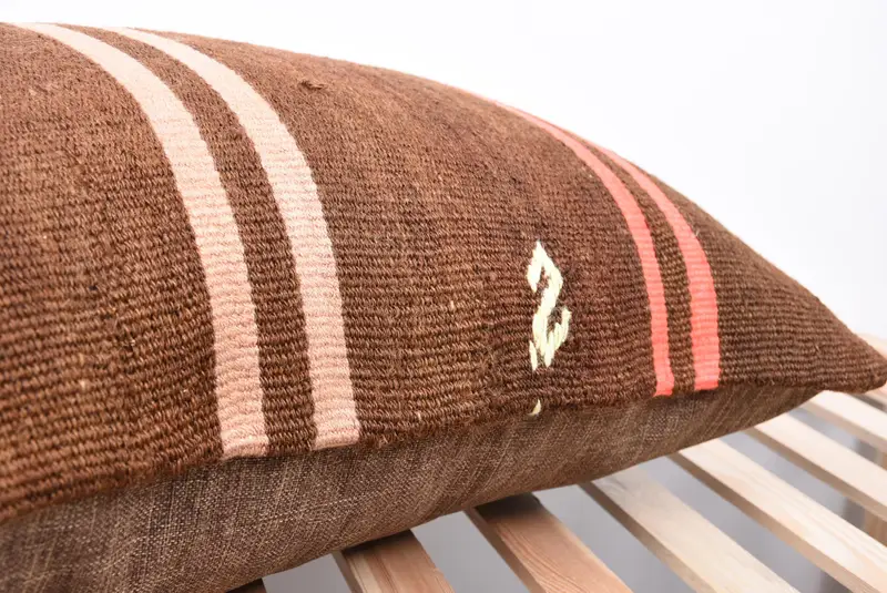 Authentic Pillow Case, Gift Pillow, Boho Pillow Sham Cover, Turkish Kilim Pillow, 20x28 Brown Pillow Cover, Cotton Cushion Cover, Cushion Cover - 7