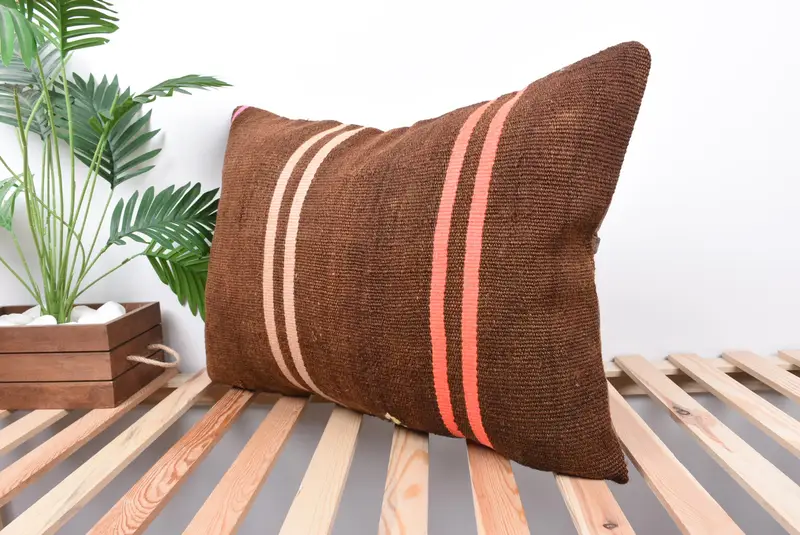 Authentic Pillow Case, Gift Pillow, Boho Pillow Sham Cover, Turkish Kilim Pillow, 20x28 Brown Pillow Cover, Cotton Cushion Cover, Cushion Cover - 5