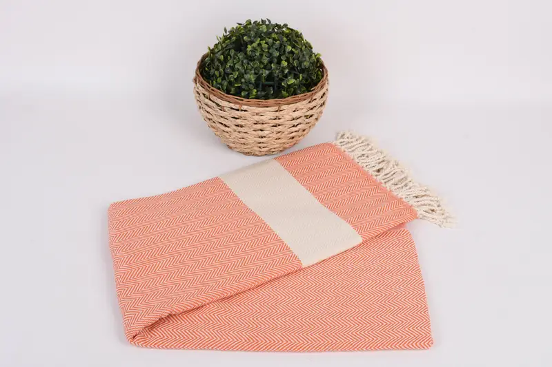 Customized Towels, Best Beach Towel, Turkish fouta towel for outdoor use, Bridesmaid Gift, Organic Turkish towel, 70x40 Cotton Herringbone Towel - 4