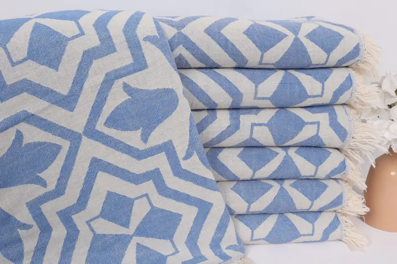Xmas Gifts, Monogrammed Hand Towel, Monogram Towels, Employee Gifts, Turkish Towel Hand Towel, Turkish Hand Towel, 40x24 Linen Tulip Patterned Towel - 2