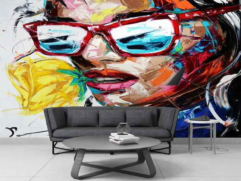 Abstract Woman Wall Mural,Custom Wall Paper,Woman Street Wall Decor,3d Wall Paper,Wall Paper Peel and Stick,Woman Face Wall Mural, - 3
