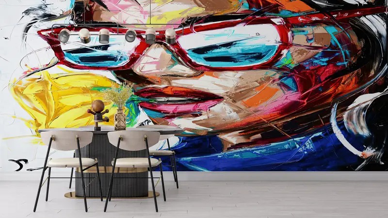 Abstract Woman Wall Mural,Custom Wall Paper,Woman Street Wall Decor,3d Wall Paper,Wall Paper Peel and Stick,Woman Face Wall Mural, - 5