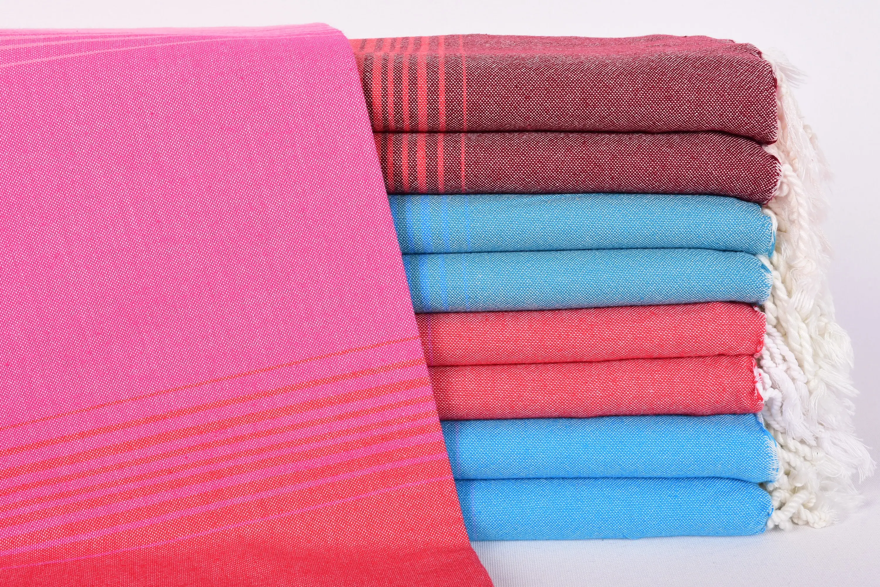 First Wedding Anniversary Towel, 67x36 Inches, Pink-Burgundy-Red Stripes - 1