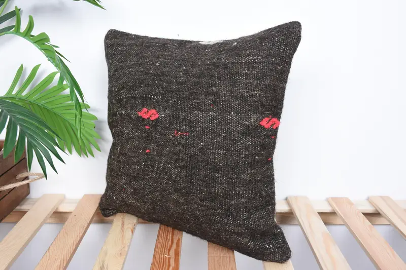 Tapestry Cushion Cover, Cushion, Ethnical Kilim Rug Pillow, Pillow for Sofa, 16x16 Brown Cushion Case, Antique Pillows, Outdoor Patio Cushion Cover - 5