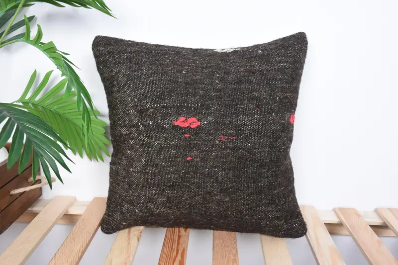 Tapestry Cushion Cover, Cushion, Ethnical Kilim Rug Pillow, Pillow for Sofa, 16x16 Brown Cushion Case, Antique Pillows, Outdoor Patio Cushion Cover - 1