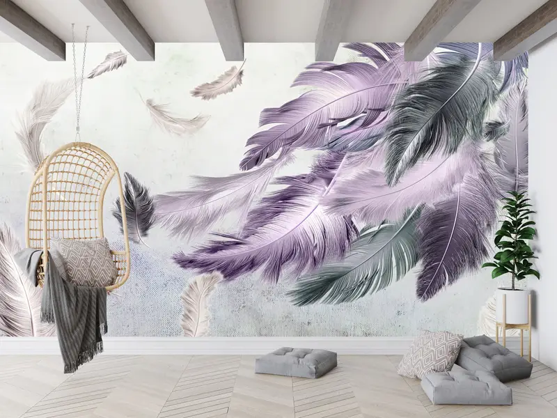 Tüylü Mor Çağdaş Duvar Kağıdı: Baskılı Yumuşak Tonlar Elegance