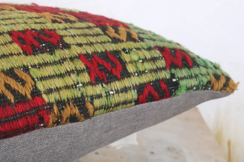 Gift Pillow, Pillow, Ethnical Kilim Rug Pillow, Vintage Kilim Pillow, Muted Cushion Cover, 12x20 Red Pillow Case, Nomadic Cushion - 6
