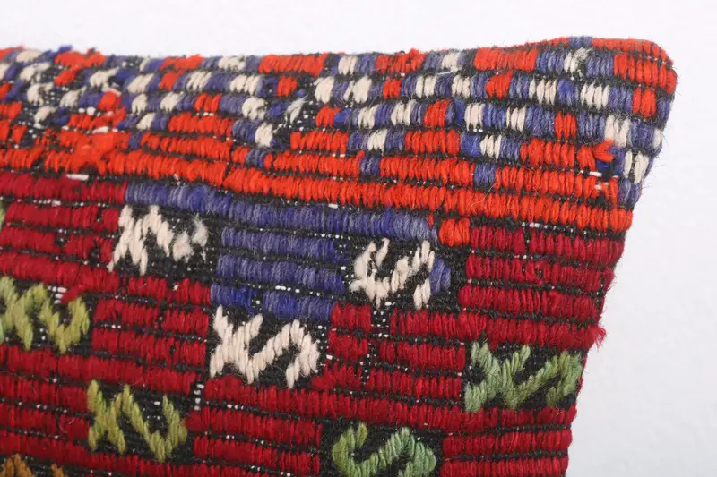 Gift Pillow, Pillow, Ethnical Kilim Rug Pillow, Vintage Kilim Pillow, Muted Cushion Cover, 12x20 Red Pillow Case, Nomadic Cushion - 5