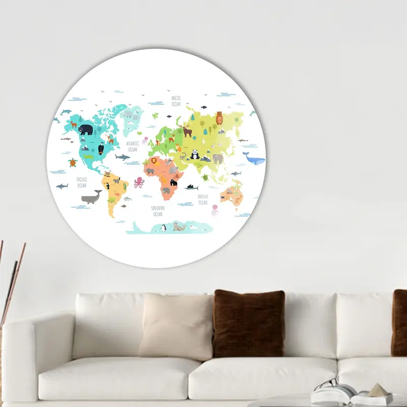 エレガントなプリントキャンバス: ベビールーム用教育用動物マップ