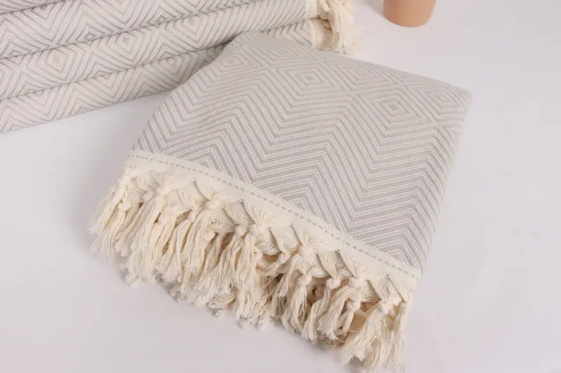 Home Gift, 92x80 Cotton Diamond Towel, Bridesmaid Gifts, Wedding Anniversary Gift, Woven Blanket, Bachelorette Large Towel, Tablecloth - 5
