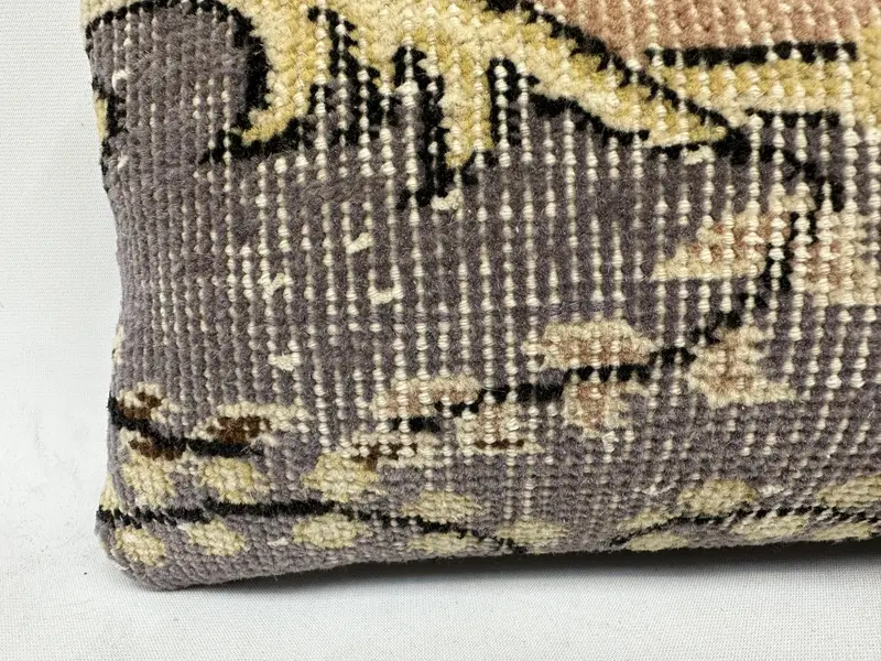 Rustic Cushion, Interior Designer Pillow, Turkish Pillow, 8x16 Gray Pillow, Pillow Sham, Accent Throw Cushion, Vintage Kilim Throw Pillow - 2
