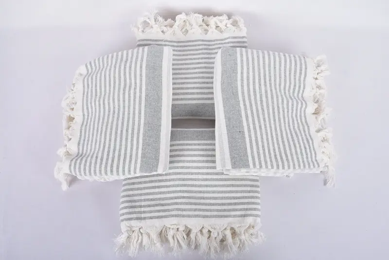 Eco-Friendly Turkish Towel, Cotton towel, Custom Wedding Gift, Lightweight Turkish towel, Boyfriend Christmas Gift, 68x40 Cotton Striped Terry Towel - 6