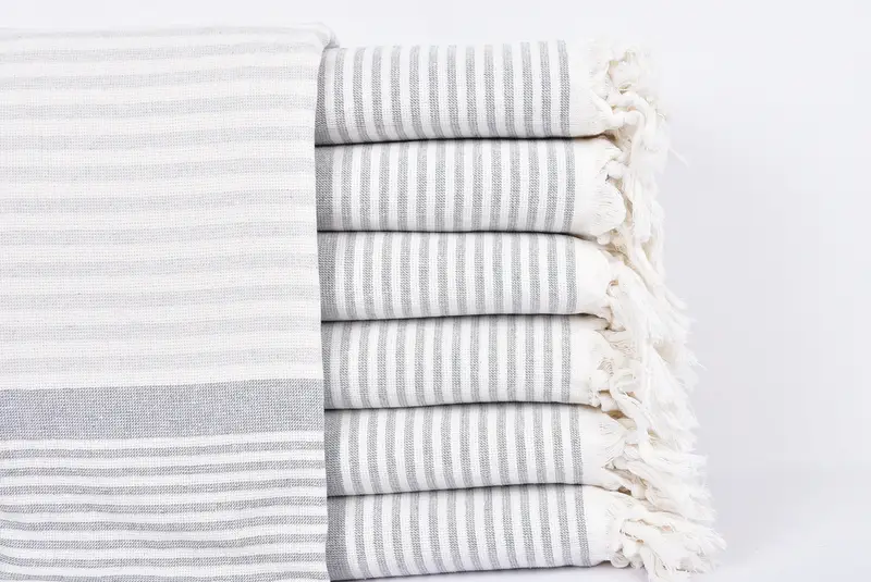 Eco-Friendly Turkish Towel, Cotton towel, Custom Wedding Gift, Lightweight Turkish towel, Boyfriend Christmas Gift, 68x40 Cotton Striped Terry Towel - 1