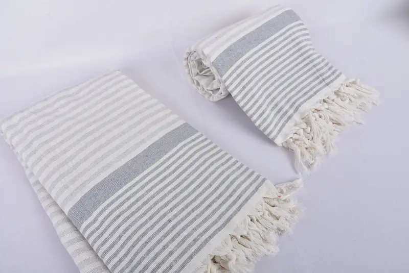 Eco-Friendly Turkish Towel, Cotton towel, Custom Wedding Gift, Lightweight Turkish towel, Boyfriend Christmas Gift, 68x40 Cotton Striped Terry Towel - 7