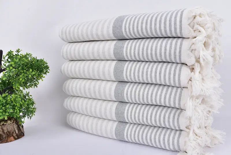 Eco-Friendly Turkish Towel, Cotton towel, Custom Wedding Gift, Lightweight Turkish towel, Boyfriend Christmas Gift, 68x40 Cotton Striped Terry Towel - 3
